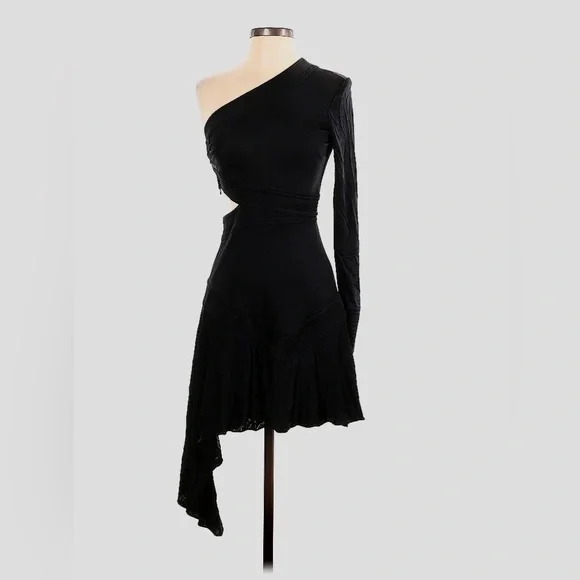 banana republic one shoulder black dress Alexis Nicole Long Sleeve Floral Lace Dress in Black